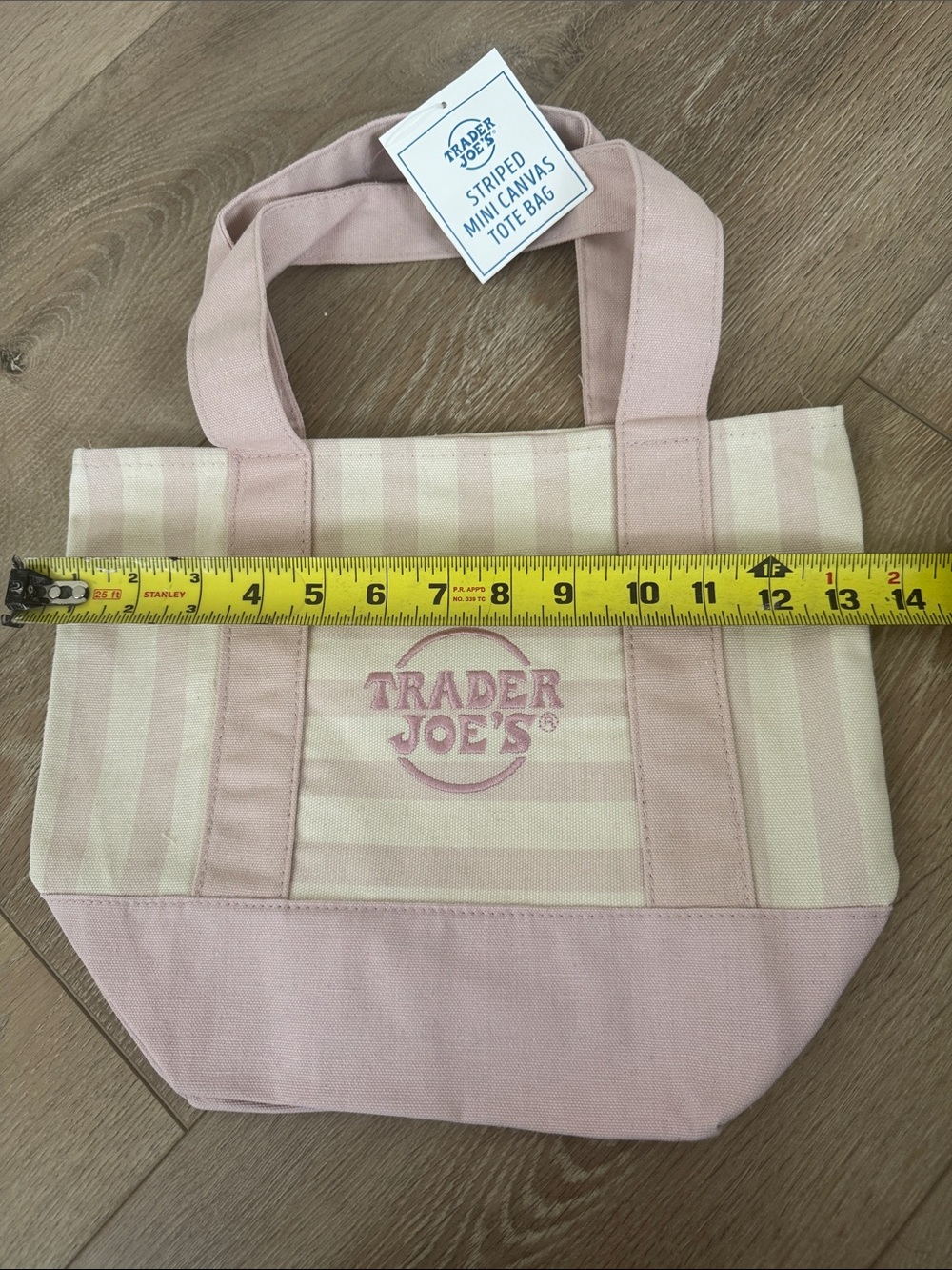 Trader Joe's Pink Stripe Canvas Tote Bag - Picture 2 of 2